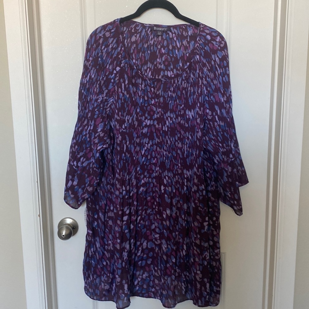 Roaman's 22W Pleated Keyhole Tunic Blouse